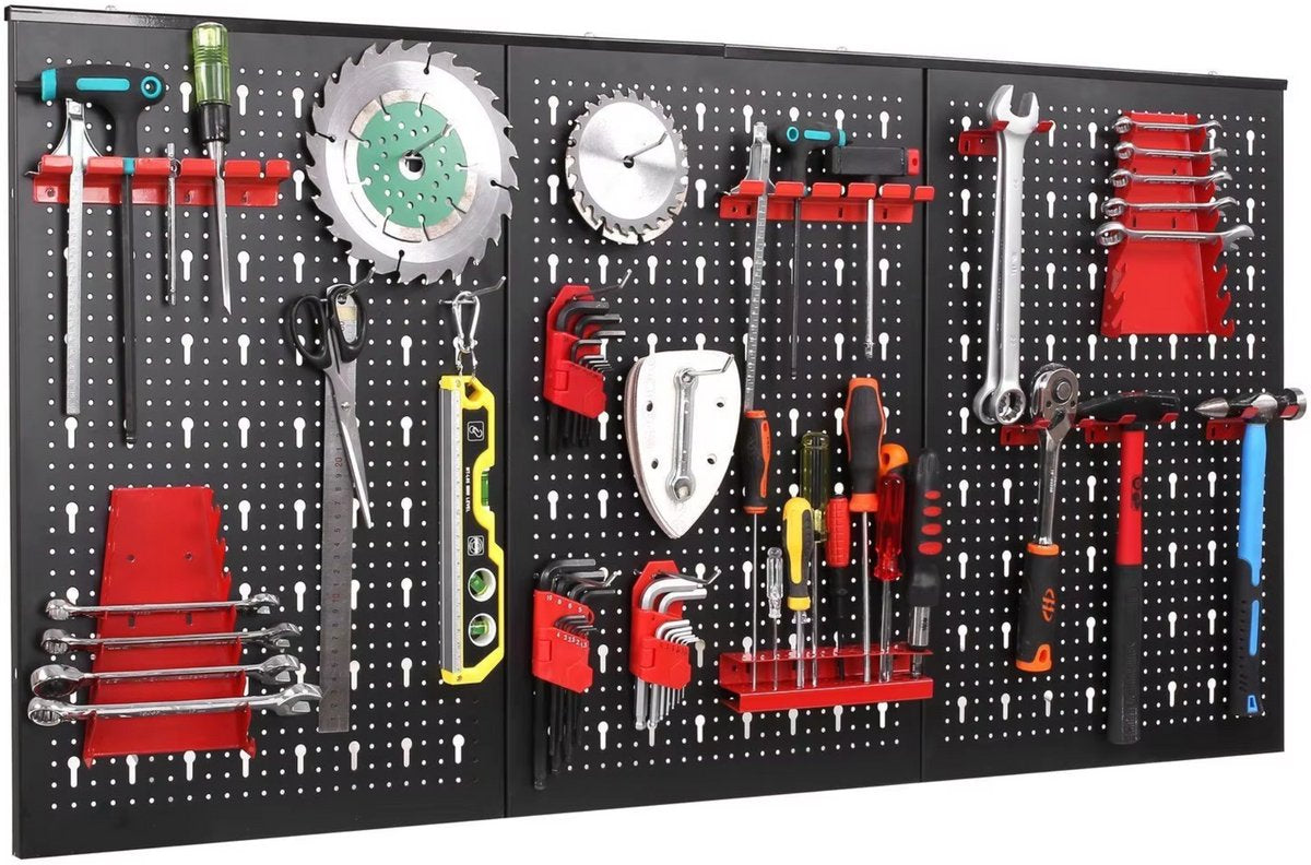 Gereedschapswand - 120x60cm - Pegboard - Gereedschapsbord - Gereedschapwand - Gereedschap organizer - Gereedschapskast - Metalen muur organizer - Tool organizer