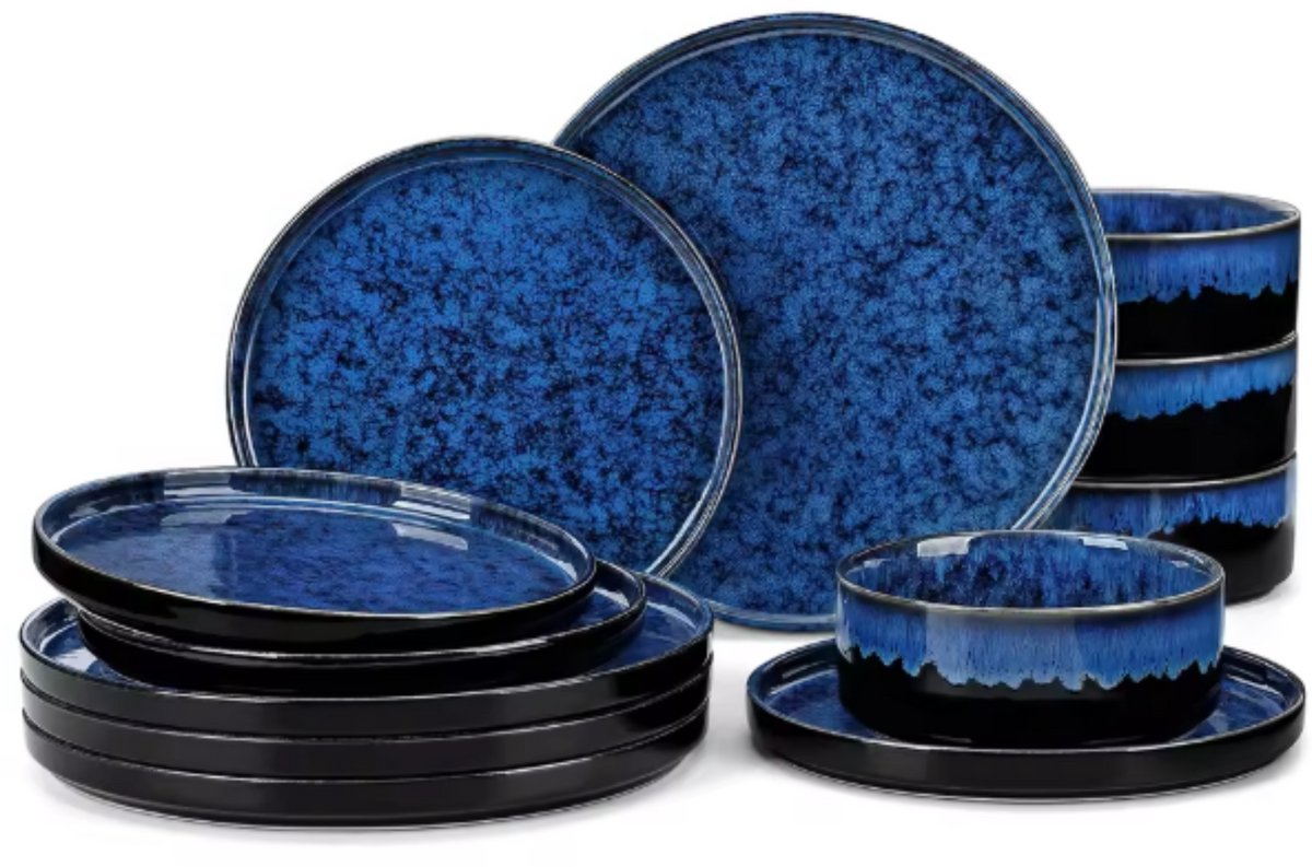 Vittoria Serviesset - 36 delig - 12 persoons - Sky blue - Dinerborden - Bordenset - Diepe borden - Ontbijtborden - Servies - Keukenservies