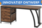 Computerbureau Luvia - Met 3 lades - 150cm - Bruin - Bureau - Voor thuis of werk en meer