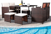 Luxe tuinset - 4 tot 8 persoons - Loungeset tafel - Wasbare kussens - Tuintafel met stoelen - Tuinsets - tuinmeubels