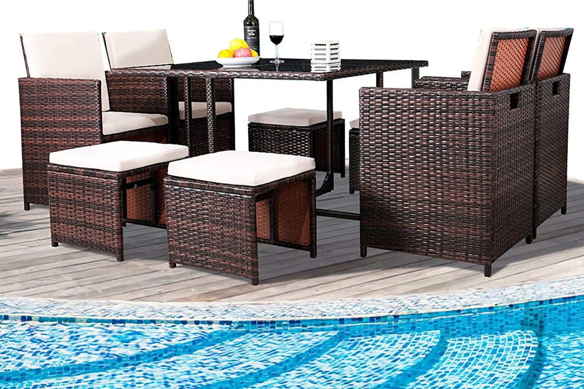Luxe tuinset - 4 tot 8 persoons - Loungeset tafel - Wasbare kussens - Tuintafel met stoelen - Tuinsets - tuinmeubels