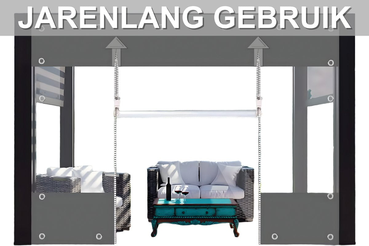 Zeildoek 300x400cm - Verranda - Dekzeil - Overkapping - Voor Terras, Pergola & Tuinhuis - Waterdicht - Wind - Donkergrijs