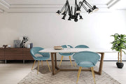 Luxe Velvet Stoel - Turquoise - Eetkamerstoel - Met armleuning - Vergaderstoel - Gouden Metalen poten - Set van 1 - Zithoogte 47cm