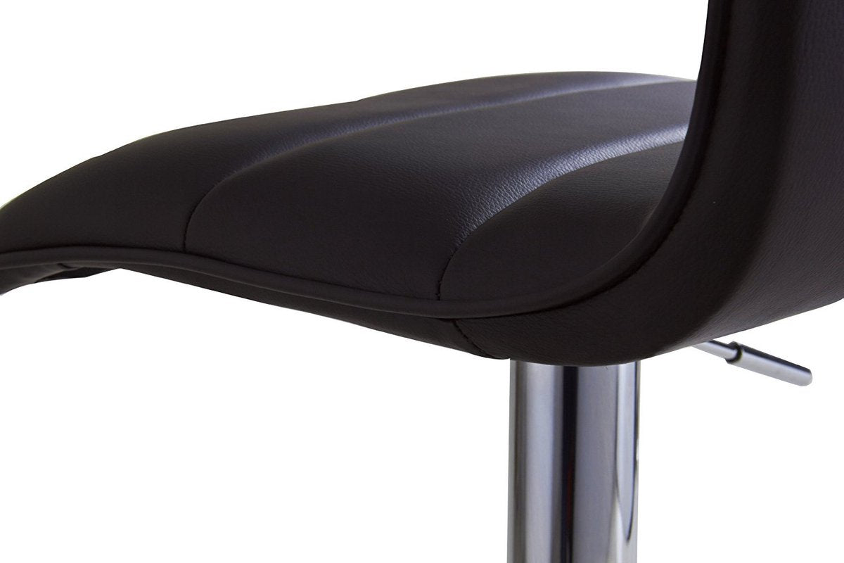 Luxe Barkurk Erino - Industrial - Zwart - Barkrukken set van 1 - Barstoel Kruk - Barstoelen met rugleuning - Keukenstoel - In hoogte verstelbaar - Kunstleer