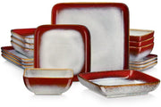 Noble Dinerborden – 4 persoons – 16 delig – Rood Keramisch – Eetborden – Ontbijtborden