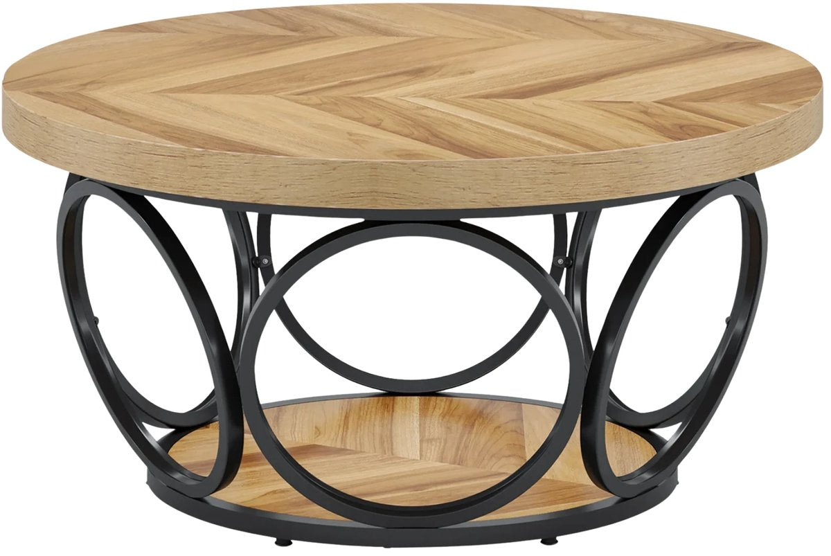Salontafel Vitin - Rond - Modern - Voor woonkamer - Bijzettafel - 95cm - Bruin