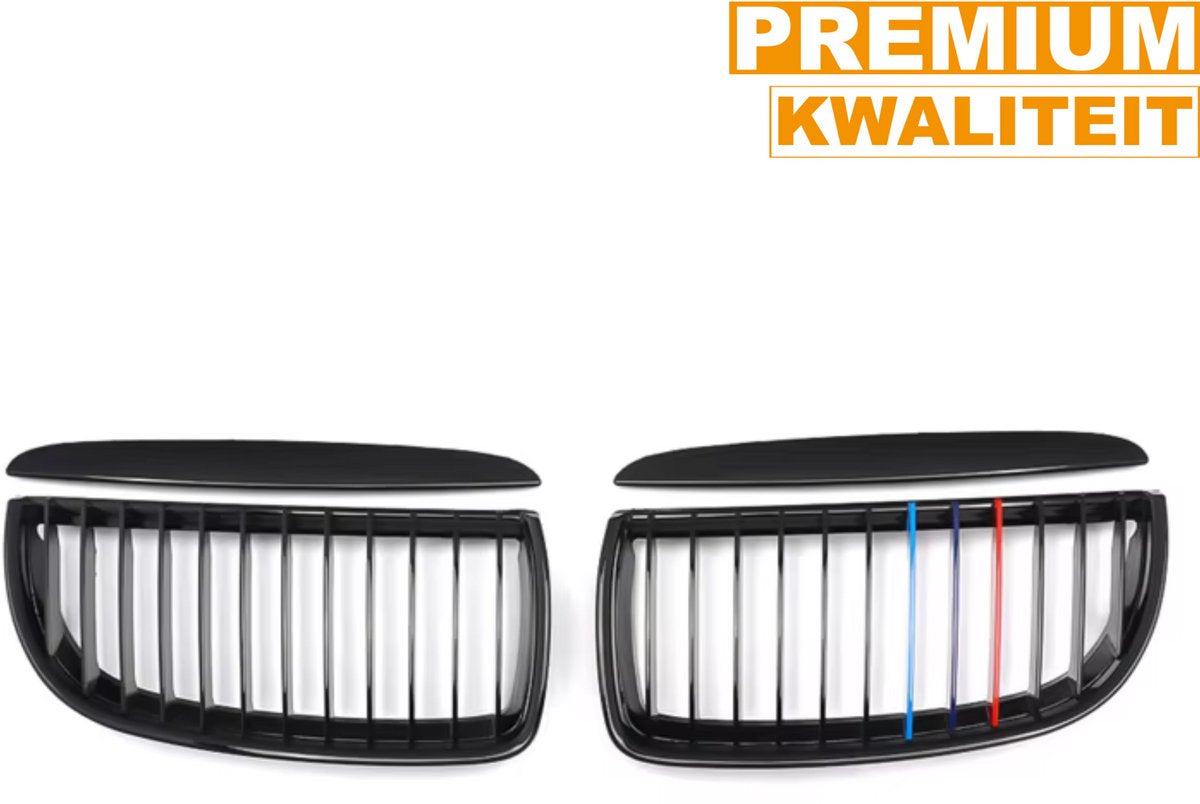 Voorbumper - Voor BMW E90 3-Serie Sedan 2005-2008 - Auto accessoires - Niergrille - Gloss Zwart - M-kleur vinnen