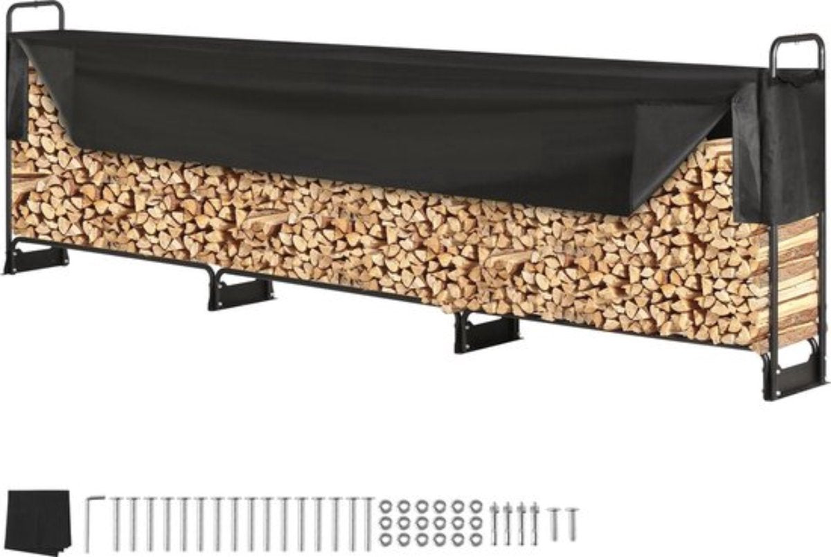 Metalen brandhoutrek - Houtrek - Waterdichte Hoes - 400KG