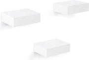 Happyment Luxe Wandplank Zwevend - 10,5cm - Zwevende wandplanken tegen muur - Wandrek - Fotoplank kinderkamer - Boekenplank - Hout MDF - Wit - Set van 3