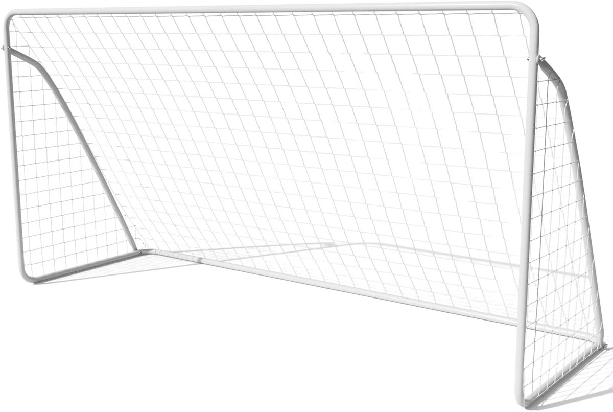 Voetbaldoelset - Voetbalgoal - Voetbaldoel - Doelwand - Draagbaar Voetbaldoel voor Achtertuin - Weerbestendig Metalen Frame met Grondpalen - Geschikt voor Kinderen & Volwassenen - 366 cm x 183 cm