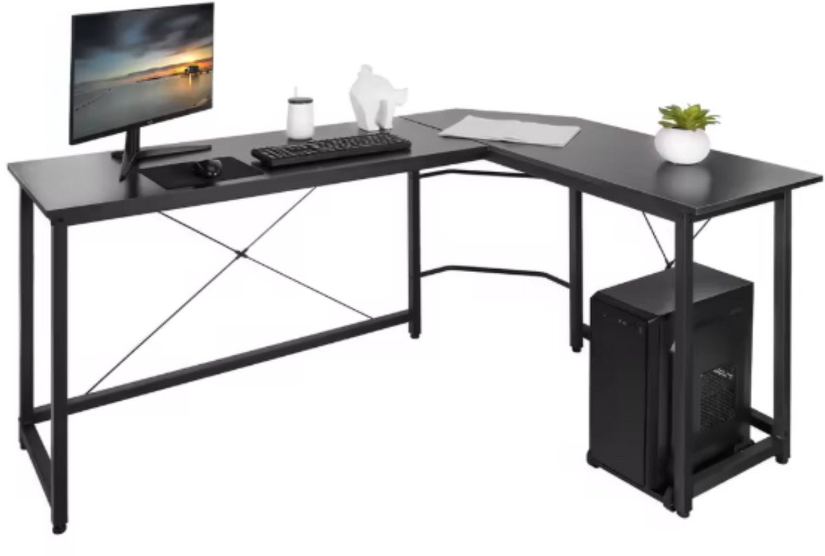 L-Vorm Bureau - Voor Thuis en Kantoor - Computer en Gaming Werkstation Tafel - Studiebureau 190 cm x 120 cm x 75 cm - Zwart