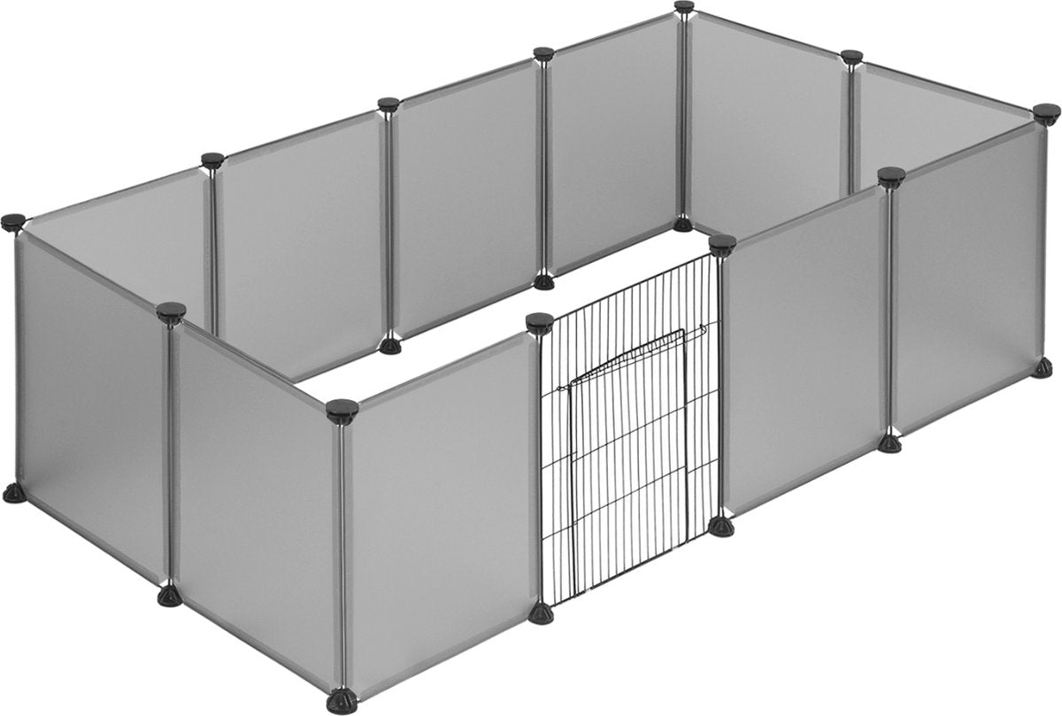 Happyment Dierenren Zita - Ren - Verstelbaar - Voor binnen - Puppyren - Kleine dieren - Kittens - Grijs - 142x72x45cm
