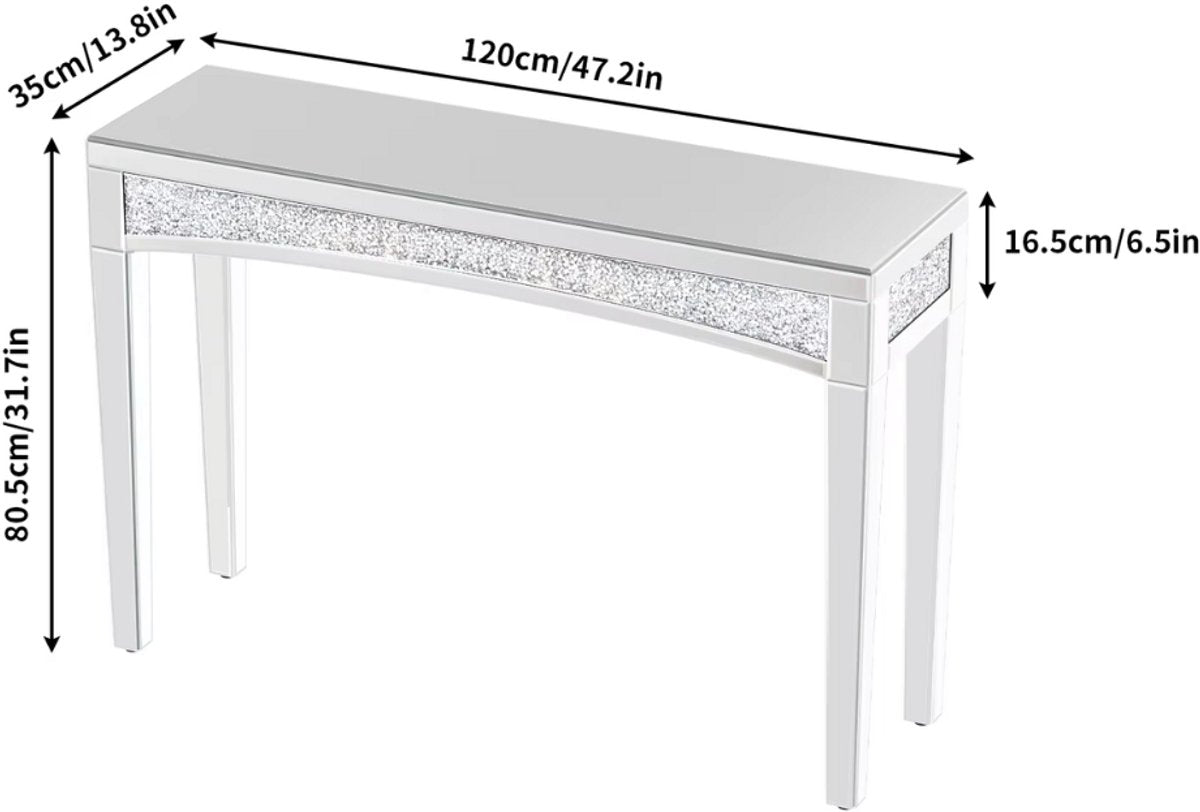 Consoletafel Blingi - Haltafel - Wandtafel - Zilver - Sidetable - 120cm - Modern