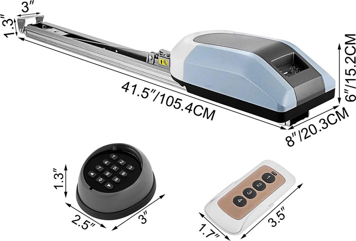 Automatische garagedeur - Garage-opener - Elektrisch - Met afstandsbediening - 220V - Tot 3 meter