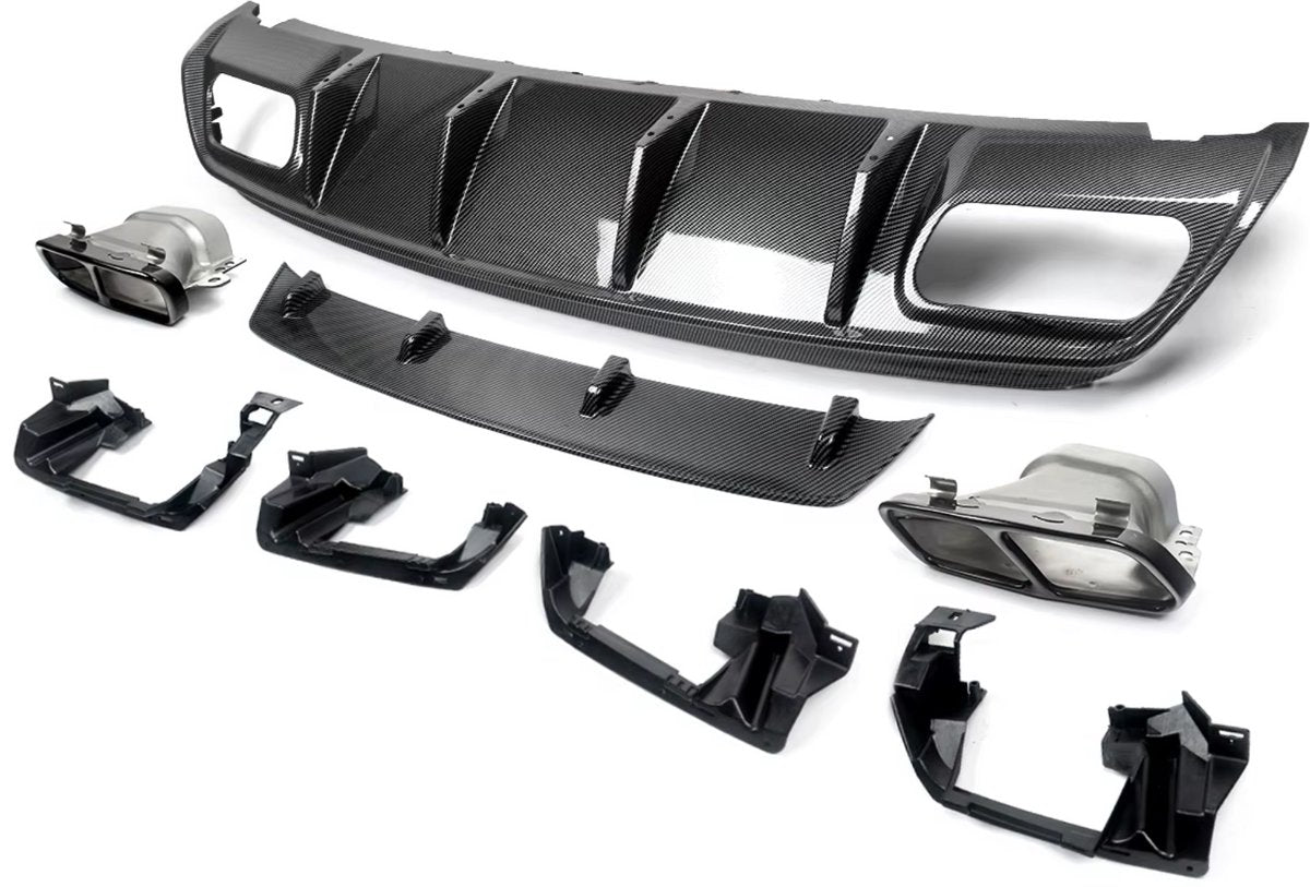Achterbumper - Voor Mercedes A-Klasse W176 A200/A45 AMG 2013-2018 - Auto accessoires - Diffuser - Carbon Look