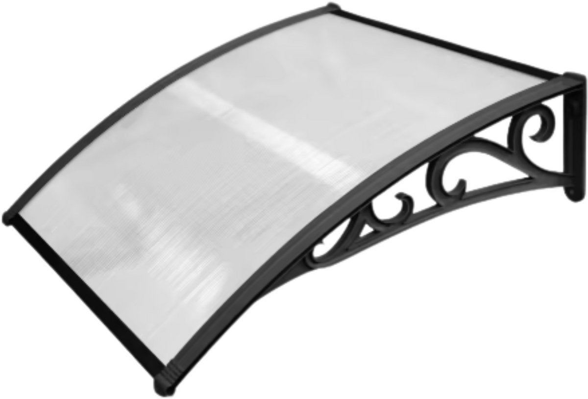 Deur- en Raam Regenhoes - Deurluifel - Overkapping - Moderne Polycarbonaat Zonnescherm en Deurluifel - Bescherming voor Voordeur en Buitenterras - 120x75cm Zwart