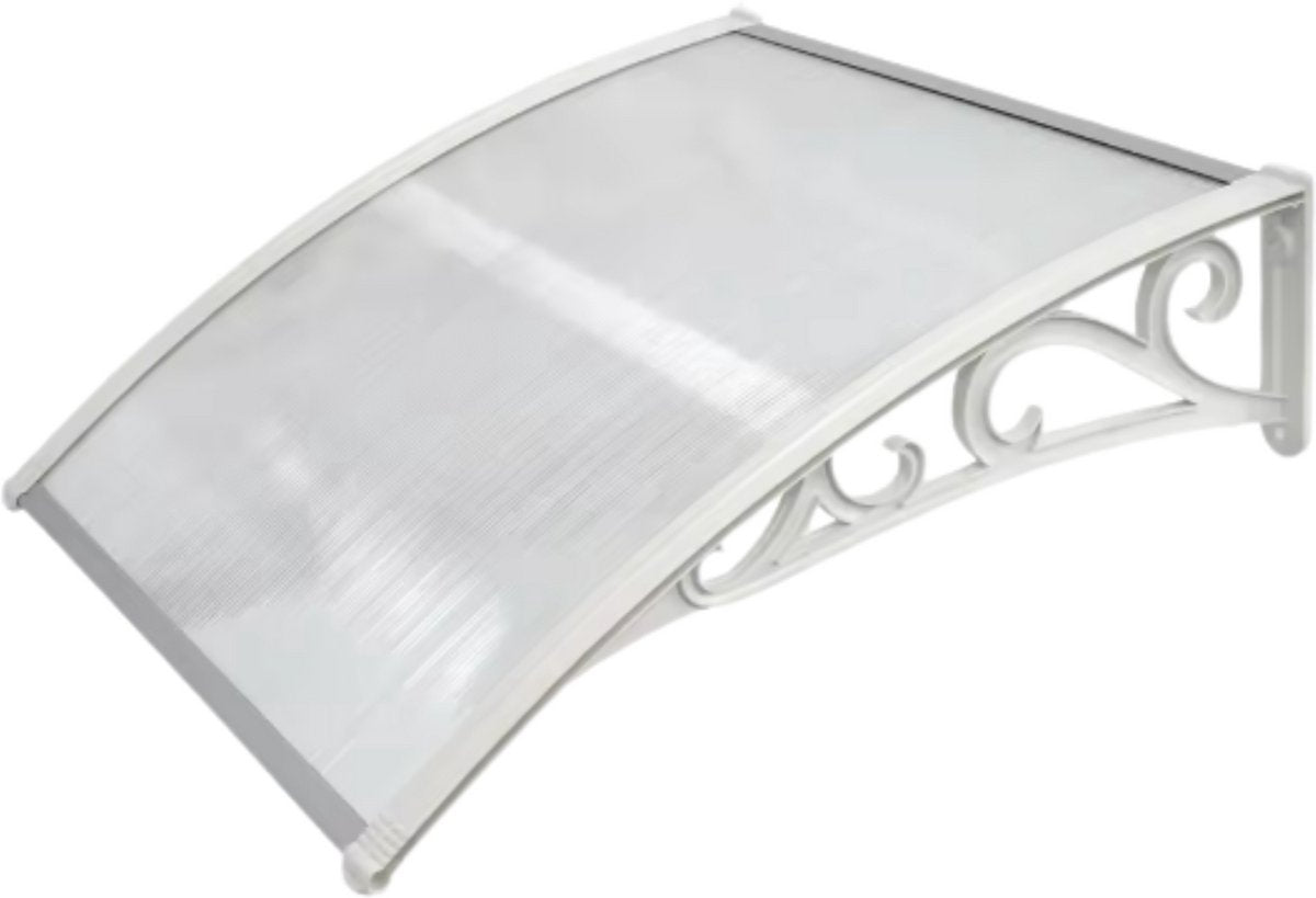 Deur- en Raam Regenhoes - Deurluifel - Overkapping - Moderne Polycarbonaat Zonnescherm en Deurluifel voor Voordeur en Buitenterras - 120x75cm Wit