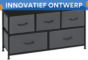 Ladekast met 5 Laden - Dressior - Kast - Voor Woonkamer, Slaapkamer, Keuken of Hal - TV-Kast & Dressoir - Met Stof en Metalen Frame