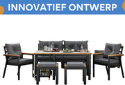 Eettafelset -Tuinmeubelset - Loungeset - Tuinlounge Lounge Set - Lounge Set - Voor Tuin of Terras - Tuinmeubelen voor 6-7 Personen met Fauteuils & Eetkar - Afneembare en Wasbare Hoezen