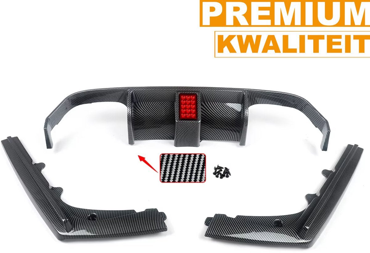 Diffuser LED Dravix - Achterbumper Diffuser Lip met LED - Voor BMW F80 M3/F82 M4 (2015-2020) - Koolstofvezel - Auto accessoires
