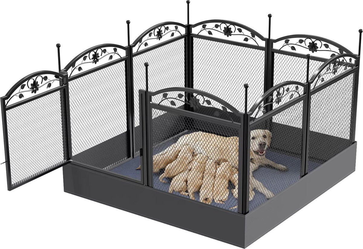Tavien Hondenren Mira - Hondenbench - Hondenbox - Puppyren voor Puppytraining en Binnen/Buiten Gebruik - Opvouwbaar - Zwart