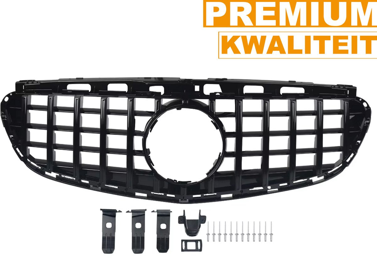 Grille - Voor Mercedes E-Klasse W212 E300/E350/E400 2014-2016 - Auto accessoires - GT grille - Kapgrille - Gloss Zwart