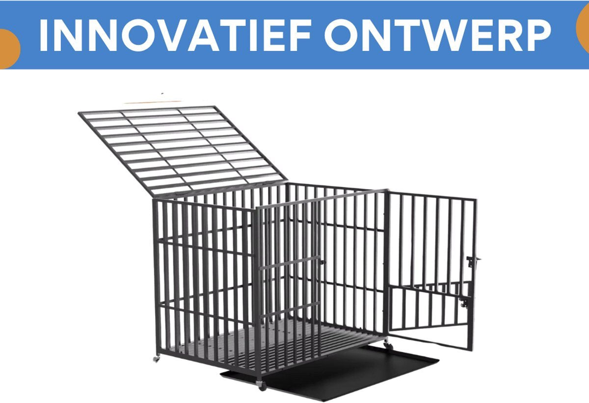 Hondenbench Milano - 95CM - Hondenhok - Metaal - Kennel - Op wielen