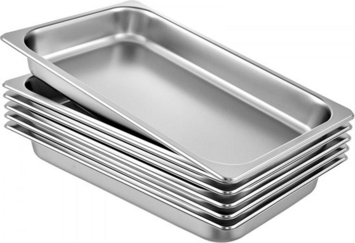 Gastronorm Bak - 6x RVS Bakken - Chafing dish - Gn bak - 8,5L Inhoud - 65mm Diep voor Catering