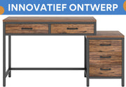 Computerbureau Duvia - Met 3 lades - 150cm - Bruin - Bureau - Voor thuis of werk en meer