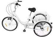Driewieler Lizo Valora - 6 versnellingen - Fiets voor volwassenen en senioren - 24 Inch - Opvouwbare Trike - Met mand - Voorrem - Zwart
