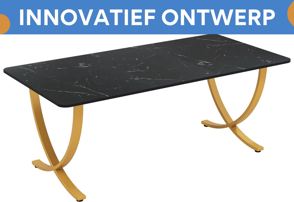 Eettafel Sillia - 160cm - Voor 4-6 Personen - Voor Keukentafel en Eetkamer - Zwart