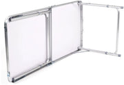 Kampeertafel 5-delig - Opvouwbaar - Klaptafel - Voor Camping en Tuin - Inklapbaar met 4 Krukken - Aluminium 120 cm - Wit