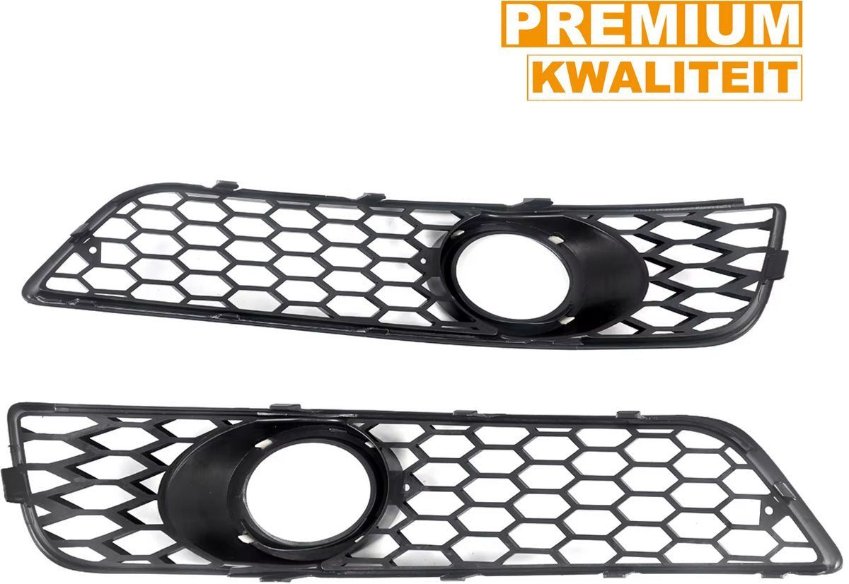 Mistlamp Covers Straton - Honingraat Zwart - Voor Audi A3 8P (2009-2012) - Voorbumper Accessoire