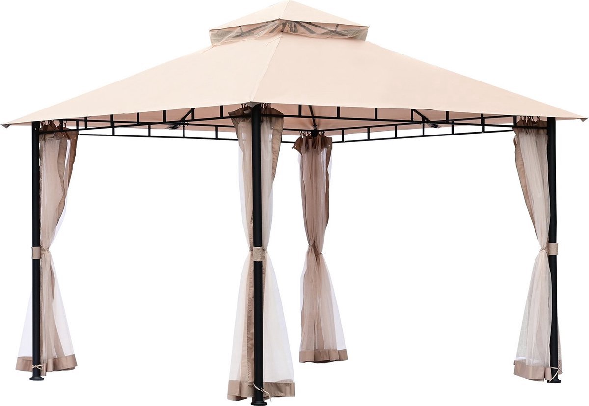 Opvouwbaar paviljoen - Feesttent - Luxe tent - 330x330x316 cm - Beige