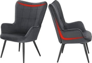 Bolt Edge Fauteuil Deluxe met Hocker - Donkergrijs Corduroy - Woonkamerstoel met armleuning en voetenbank