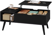 Salontafel Dulvia- Zwart - Tafel voor woonkamer - Met opbergruimte en hefplank - Laptoptafel
