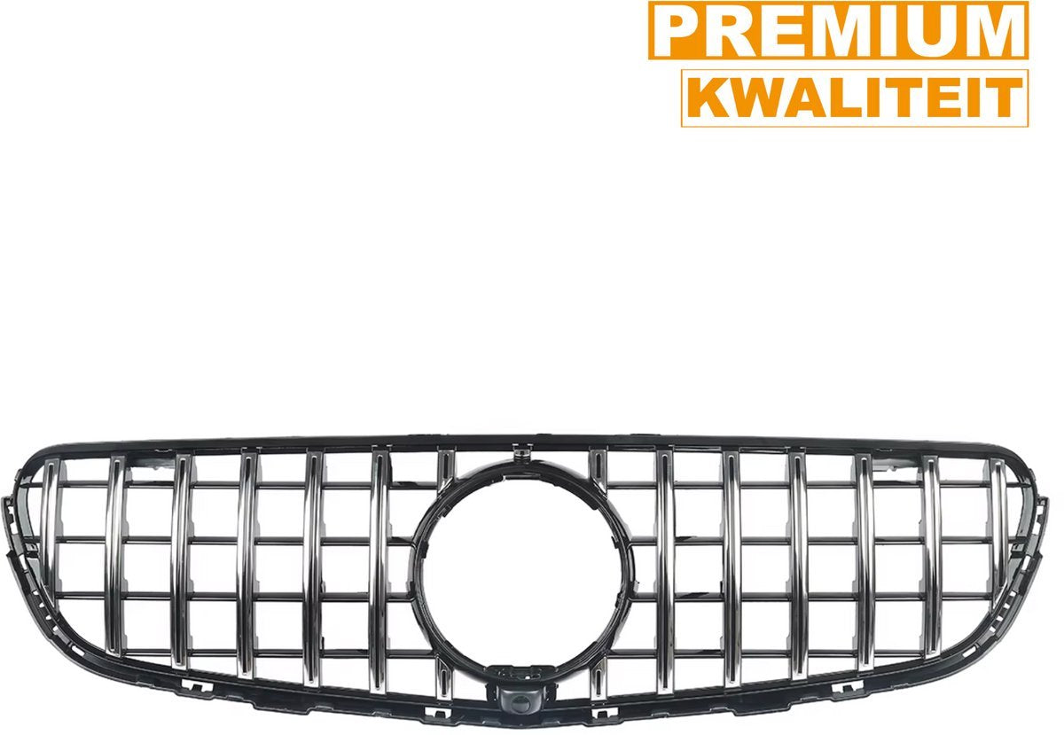 Bumpergrille Straton - Chroom/Zwart - Met Camera Gat - Voor Mercedes GLC C253/X253 (2016-2019) - Racing Bumper Grill