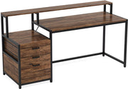 Computerbureau Novia - Met 3 lades - 150cm - Bruin - Bureau - Voor thuis of werk en meer