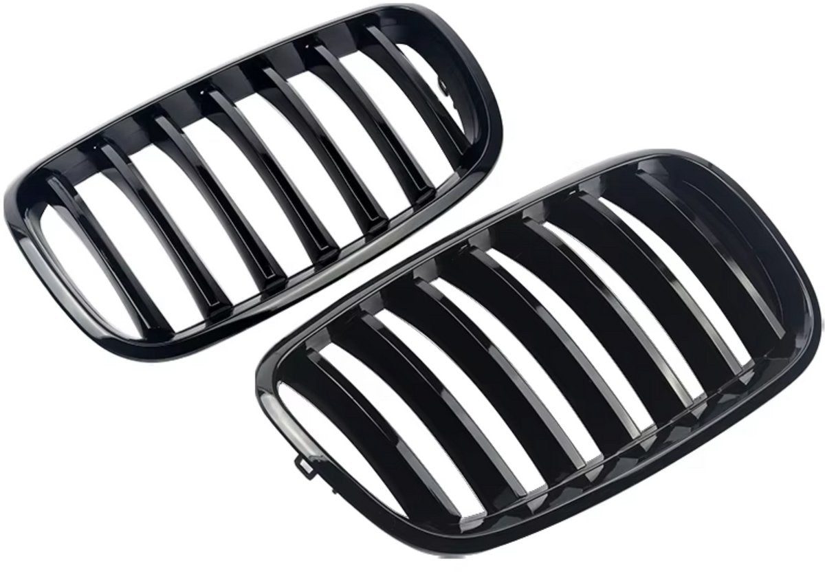 Voorbumper grille Iron - Voor BMW X5/X6 E70/E71 (2007-2013)- Glanzend Zwart - Auto accessoires