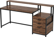 Computerbureau Novia - Met 3 lades - 150cm - Bruin - Bureau - Voor thuis of werk en meer