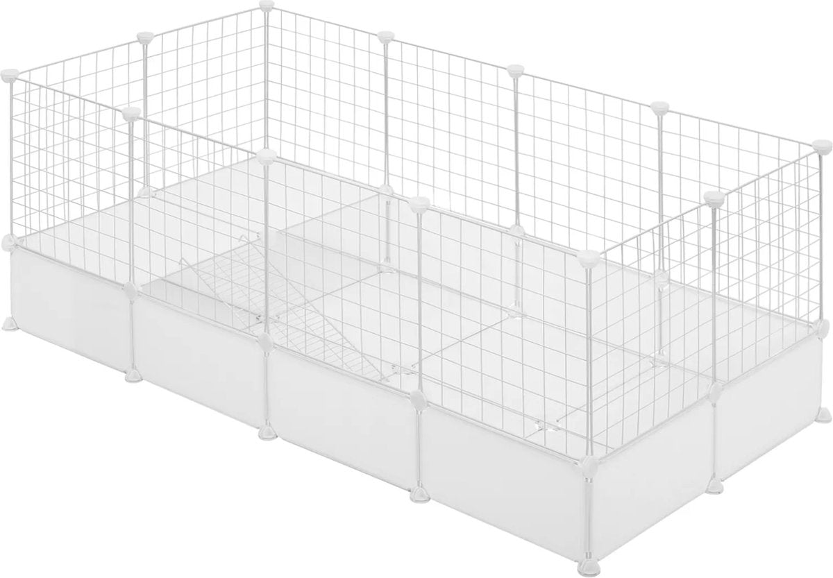 Happyment Knaagdierenren Ziva - Ren hoog - Verstelbaar - Voor binnen - Kattenren - Dierenren - Puppyren - Kleine dieren - Kittens - Wit - 142x53x71 cm