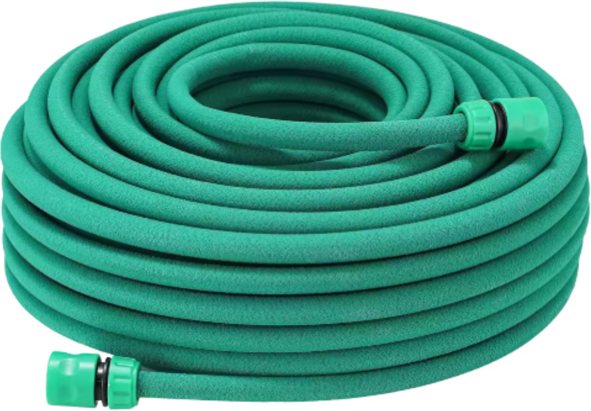 Tuinslang 50m - Waterleiding - Waterverdeler - Rubber - Flexibel - PE groen