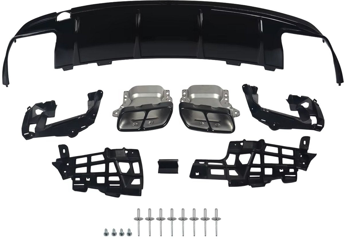 Voorbumper met Uitlaat - Voor Mercedes CLA W117/C117/X117 (CLA260/CLA45)- Glanzend Zwart - Auto Accessoires