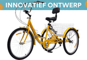 Opulence Driewieler 7 versnellingen - Fiets voor volwassenen en senioren - 24 Inch - Opvouwbare Trike - Met mand en LED Verlichting - Oranje