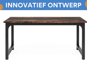 Eettafel Oslo - 75 cm (H) × 160 cm (B) × 80 cm (D) - Voor 6 personen - Voor Keuken of eetkamer - Bruin