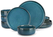 Lavish Ontbijtborden – 4 persoons – 12 delig – Blauw Keramisch – Dinerborden – Kleine Borden