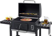 Extra Grote Houtskoolbarbecue - Dubbele zone - Buitengrill met Dubbele Zone, Verstelbaar Houtskoolblad en Opvouwbare Bijzettafel