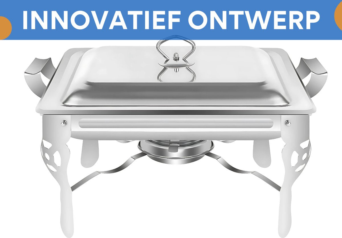 Buffetverwarmer - Chafing dish - Buffetwarmer - Warmhoudplaat - Warmhoudbakken - Voor Catering en Buffetserveren