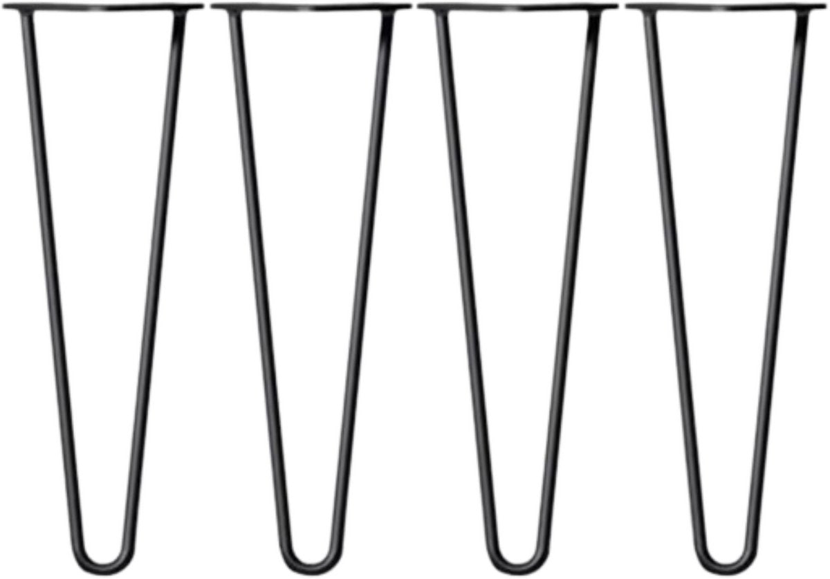 Haarspeld Tafelpoten 40cm - Set van 4 Metalen Poten - Zware DIY Meubelpoten - Inclusief Schroeven & Beschermvoeten
