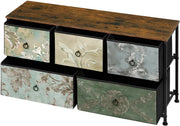 Ladekast met 5 Laden -Dressior - Kast - Voor Woonkamer, Slaapkamer, Keuken of Hal - TV-Kast & Dressoir - Met Stof en Metalen Frame van